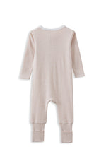 Mocha Stripe Zip Romper