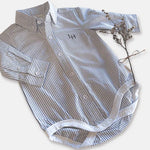 Baby Boys Dress Shirt Romper - Navy Pinstripe
