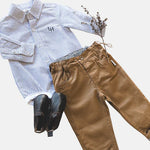 Baby Boys Dress Shirt Romper - Navy Pinstripe