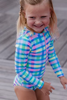 Picnic Check Long Sleeve Swimsuit