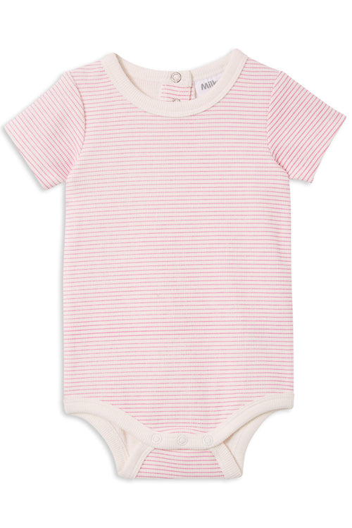 Pink Stripe Rib Bubbysuit