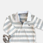 Baby Boys Freddie Polo Romper - Blue Stripe