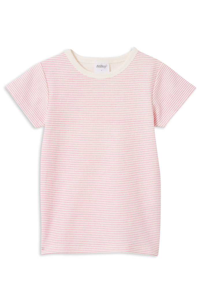 Pink Stripe Rib Tee