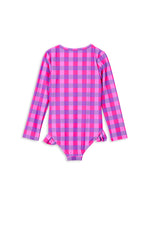 Raspberry Check Longsleeve Swimsuit