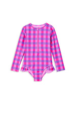 Raspberry Check Longsleeve Swimsuit