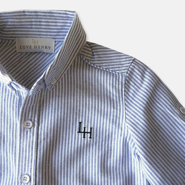 Boys Oxford Dress Shirt - Navy Pinstripe