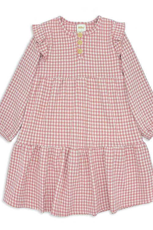 Rose Check  Frill Dress