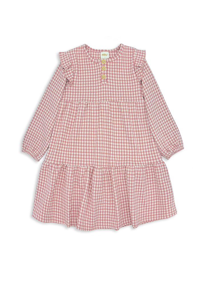 Rose Check  Frill Dress