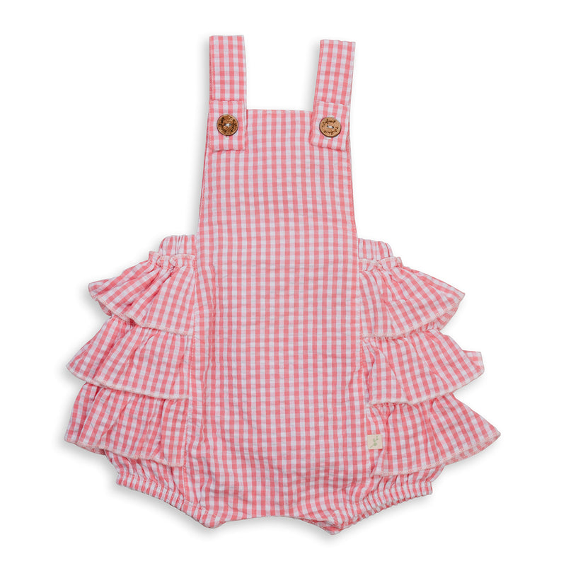 Frill Overall - Berry & whit Gingham