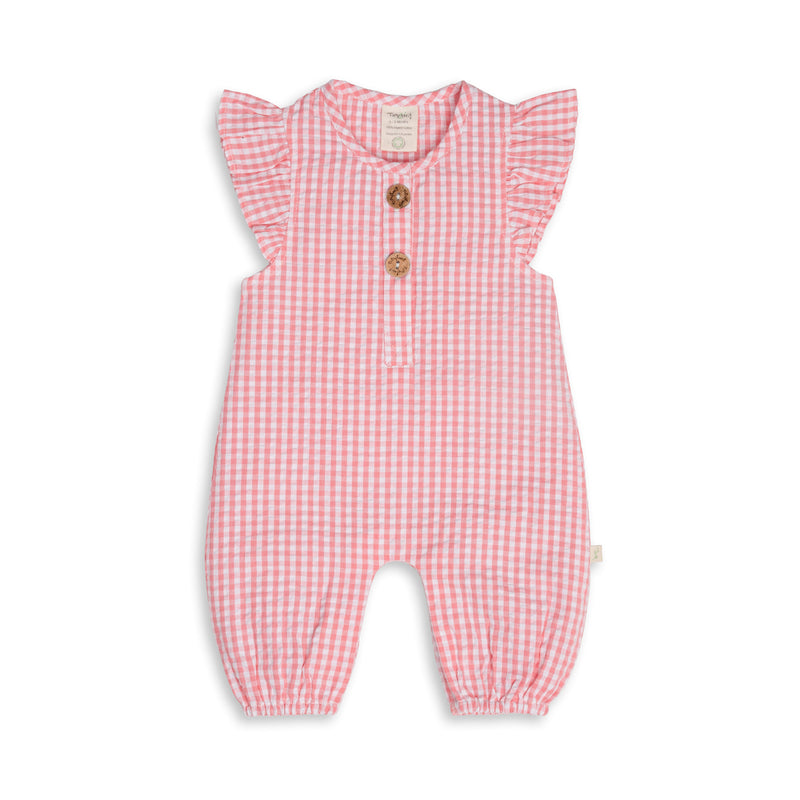 Playsuit with Cap Sleeve - Berry Gingham