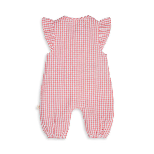 Playsuit with Cap Sleeve - Berry Gingham