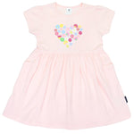 Flower Heart Print Dress - Pink