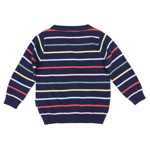Stripe Knit Sweater - Navy
