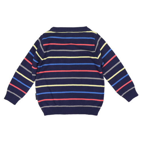 Stripe Knit Sweater - Navy