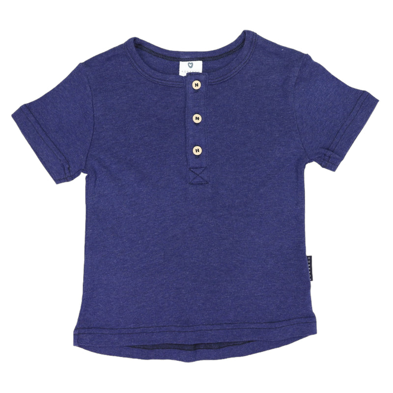 Cotton Modal Henley Tee - Navy