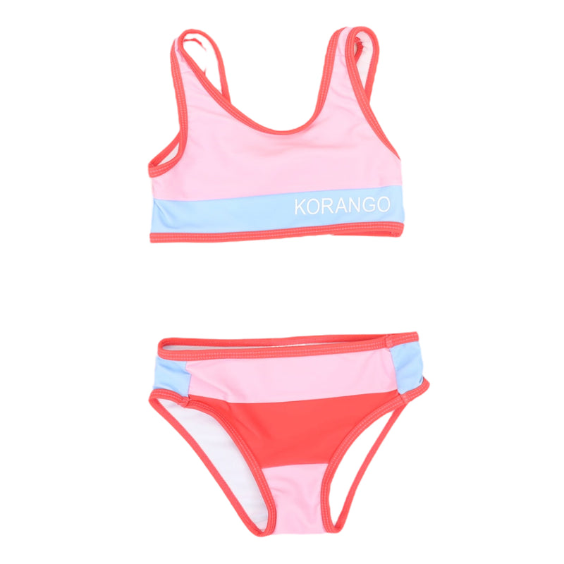 Pink Contrast Swim Crop Set - Pink