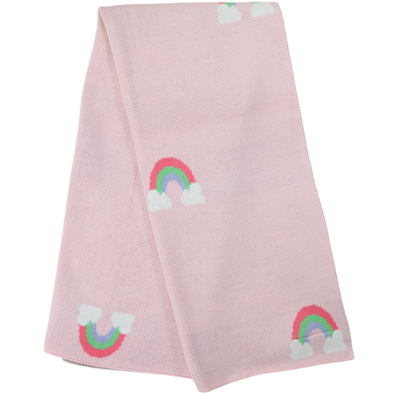 Rainbow Knit Blanket - Fairy tale Pink