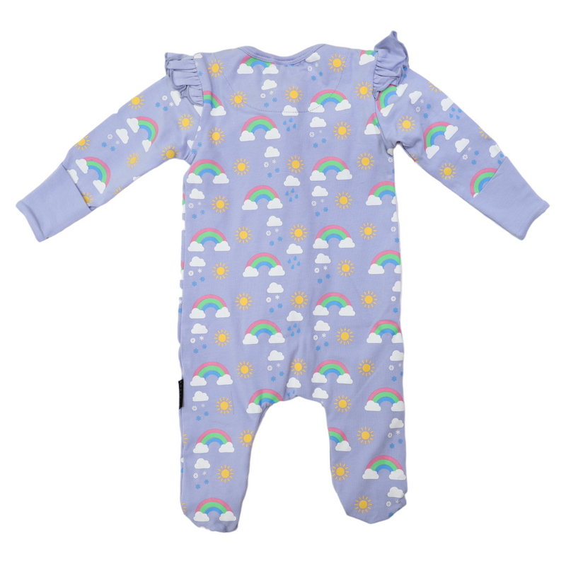 Sunshine & Rainbows Double Zip Onesie - Blue Heron