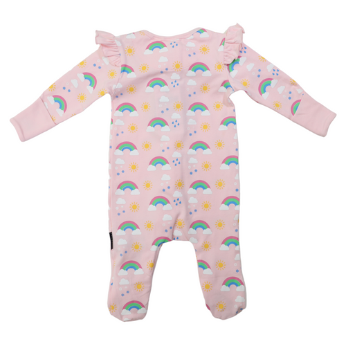 Sunshine & Rainbows Double Zip Onesie - Fairytale Pink