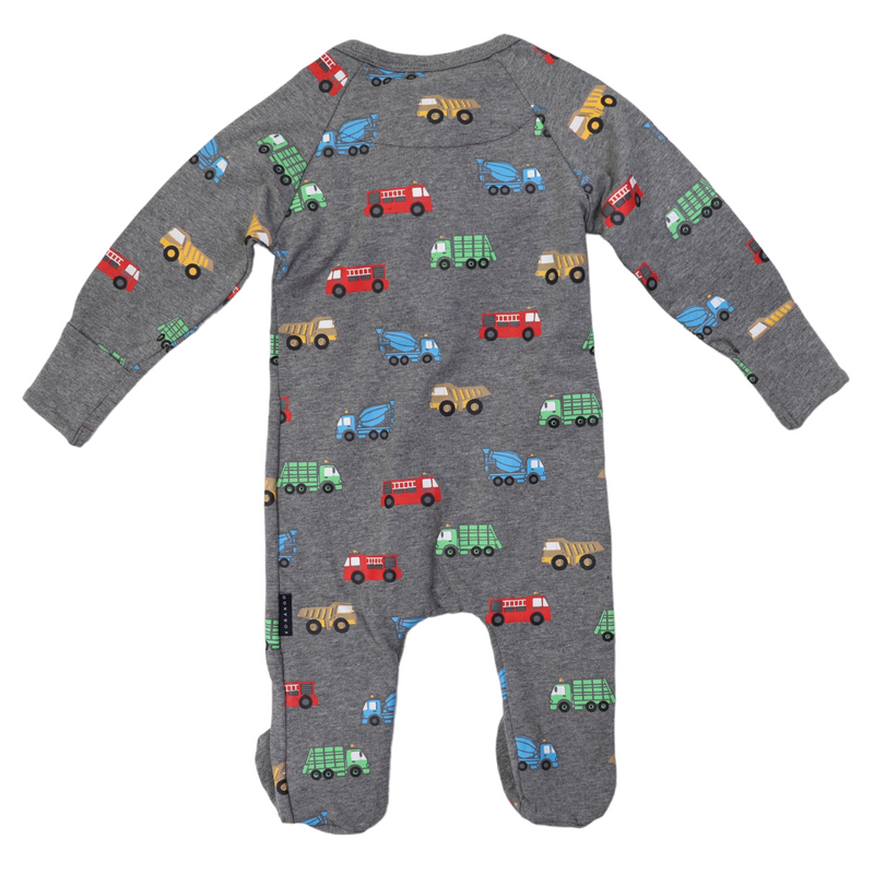 Truck Double Zip Onesie - Charcoal