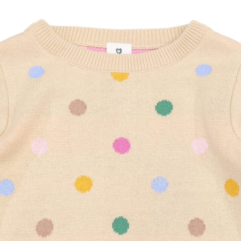 Polka Dot Sweater - Beige