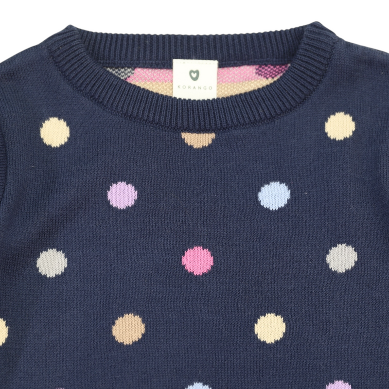 Polka Dot Sweater - Navy