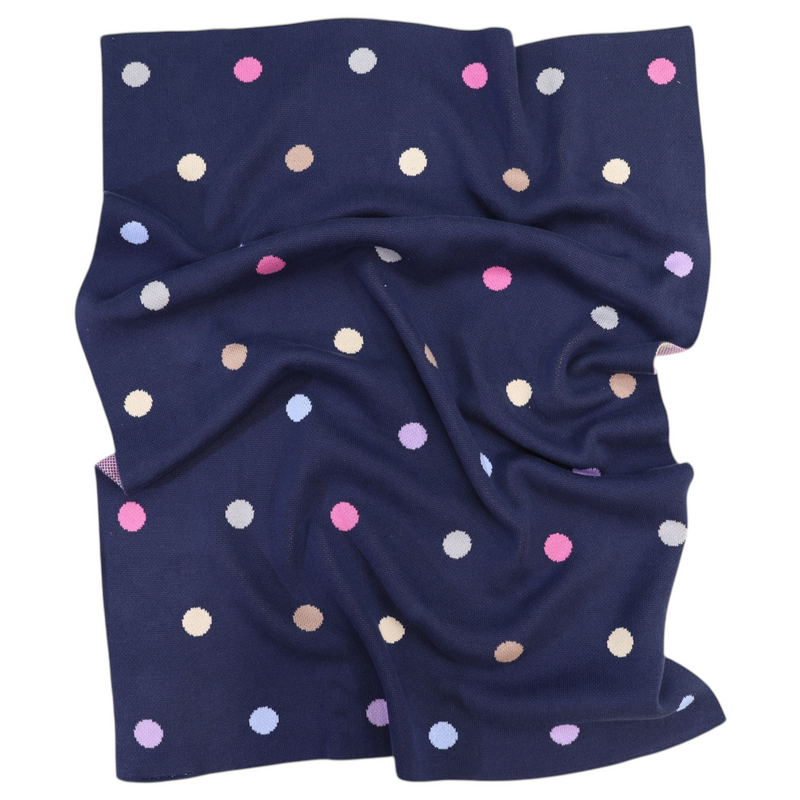 Polkadot Knit Blanket - Navy
