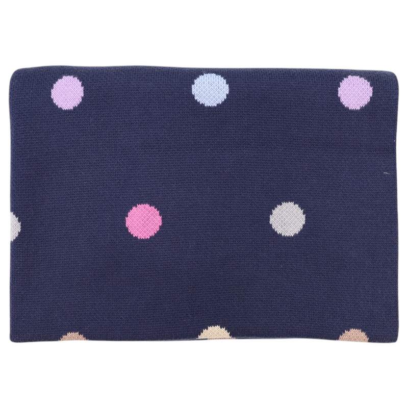 Polkadot Knit Blanket - Navy