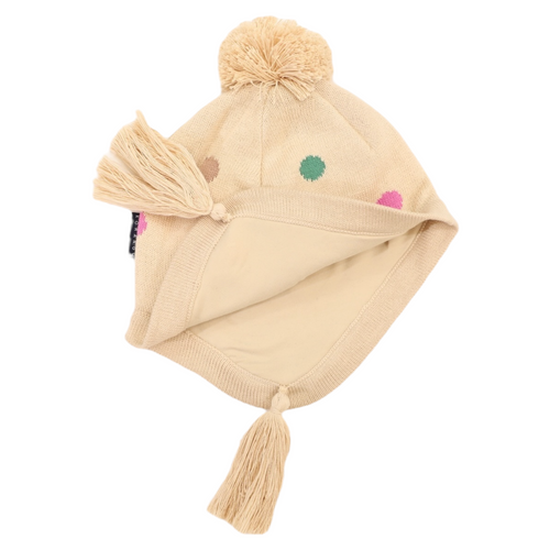Polkadot Beanie - Beige