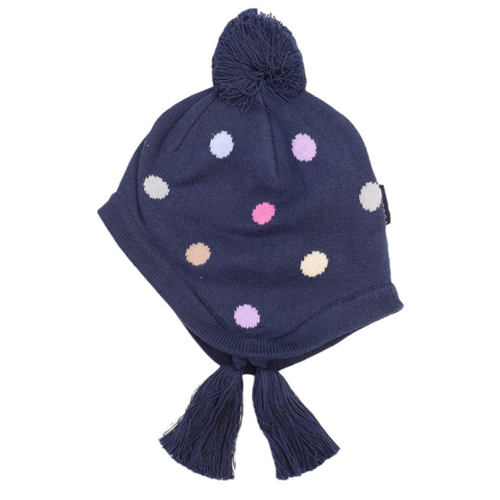 Polkadot Beanie - Navy