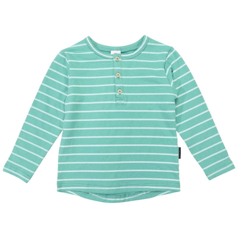 Striped Henley Tee - Green