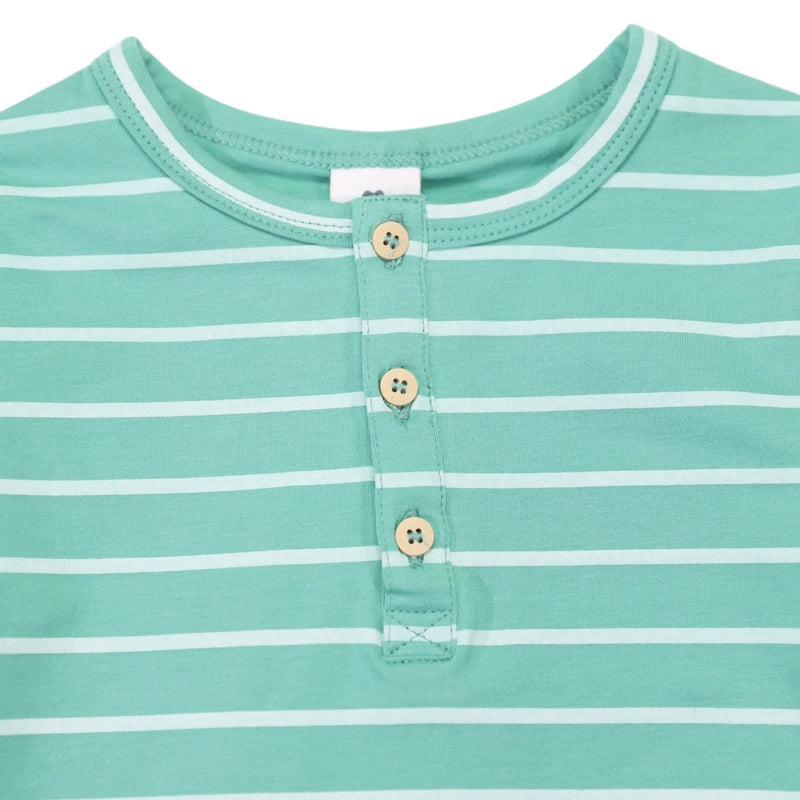 Striped Henley Tee - Green