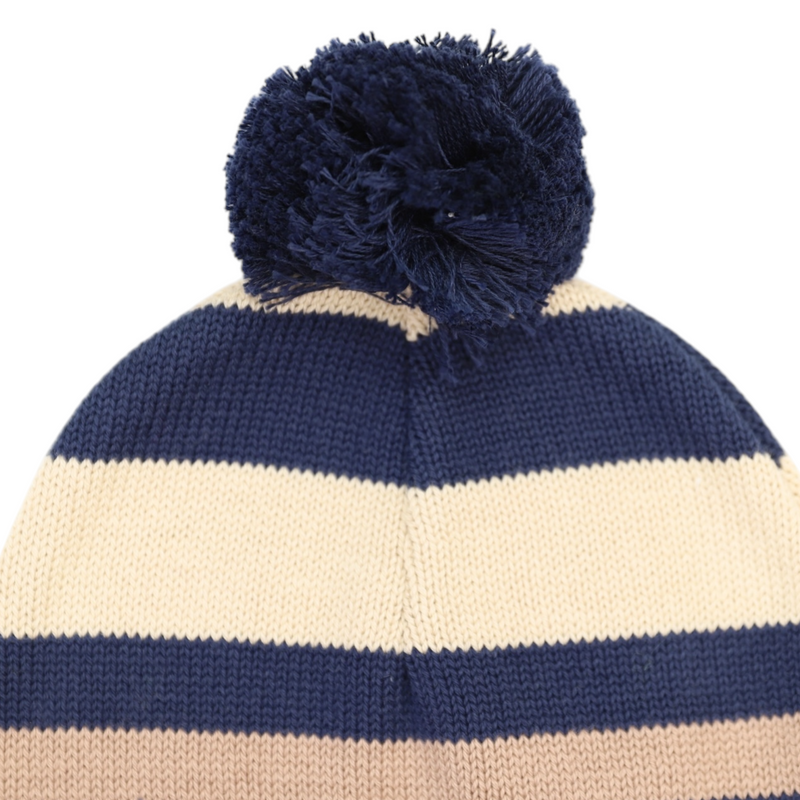 Striped Beanie - Navy