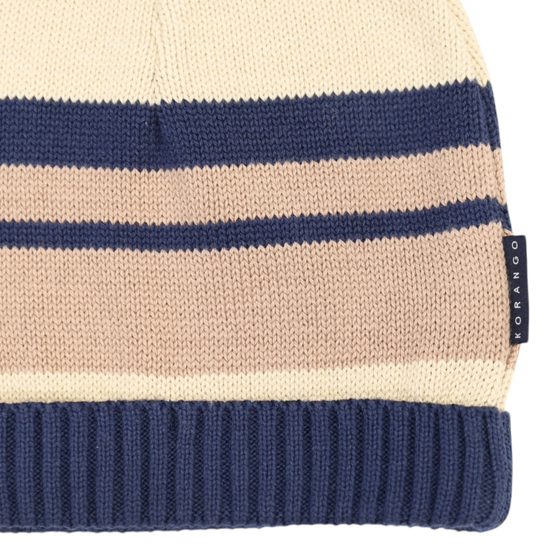 Striped Beanie - Navy
