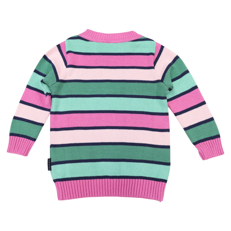 Long Striped Sweater - Green