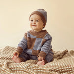Coco Blue Speckle Organic Knitted Check Jumper