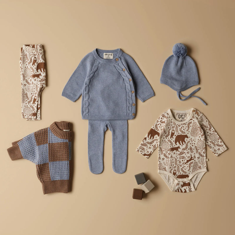 Coco Blue Speckle Organic Knitted Check Jumper