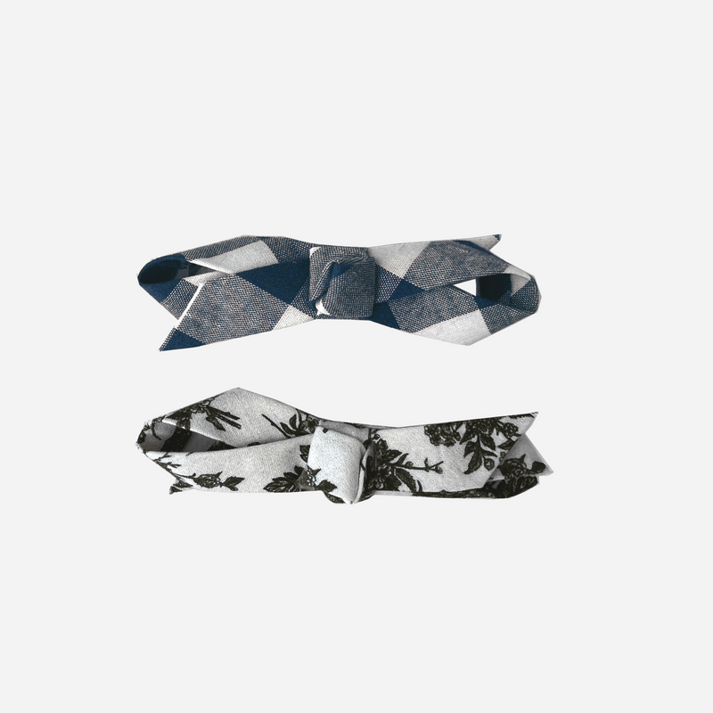 2 Pack Clip - Navy Check and Navy Floral