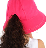 Ponytail Bucket Hat - Bright Pink