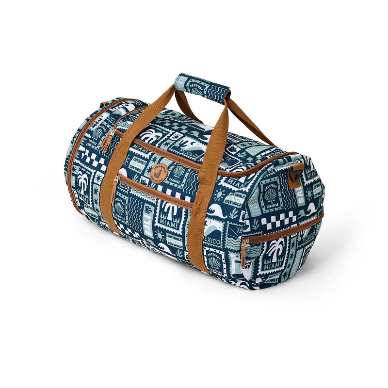 Packable Duffle Bag - Blue Postcards