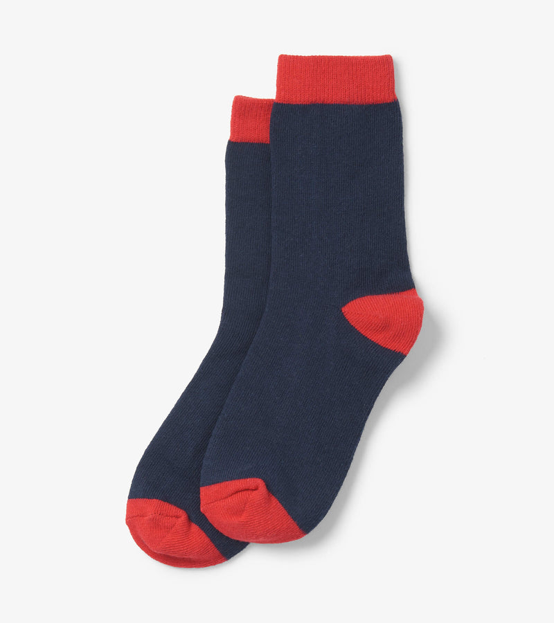 Navy and Red Kids Crew Socks