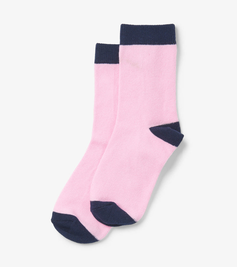 Pink & Navy Kids Crew Socks