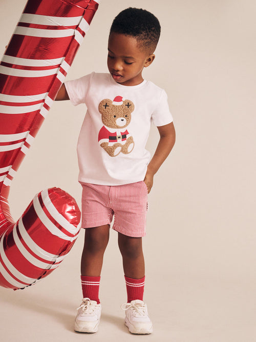 Chilli Red Stripe Chino Shorts