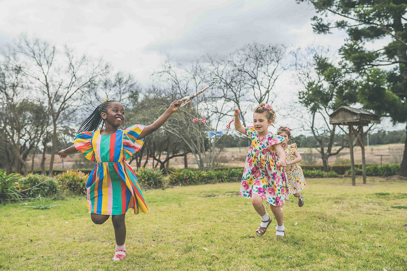 Rainbow Stripes Angel Wing Dress