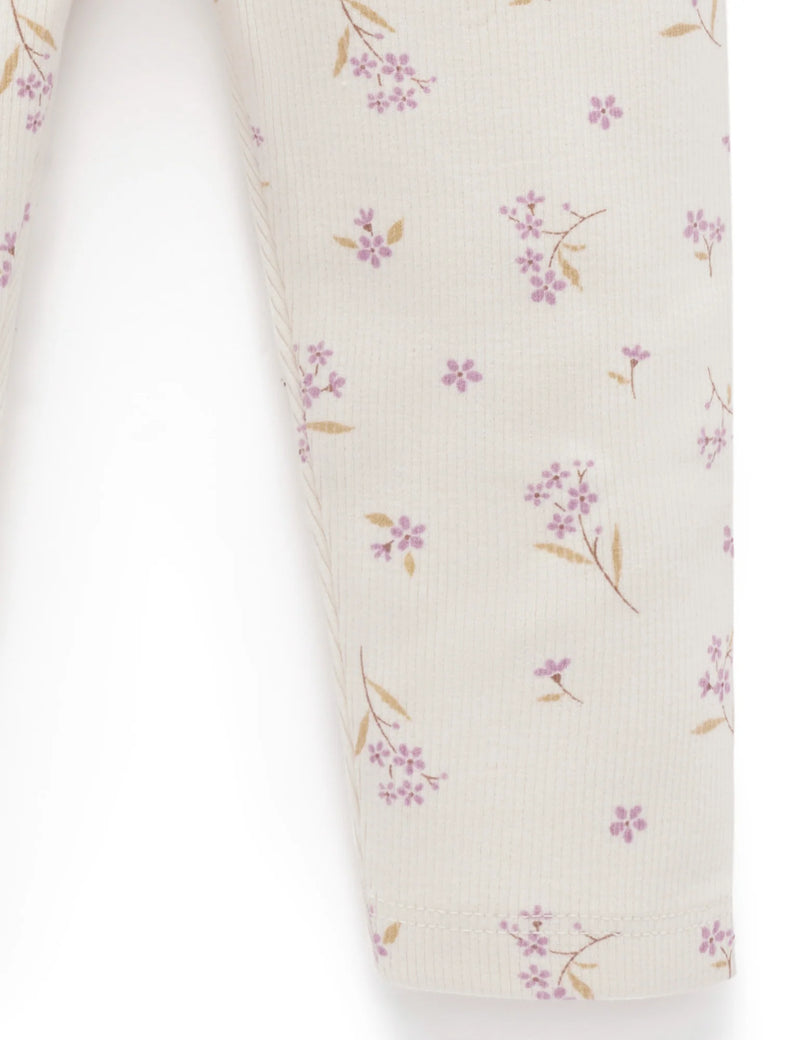 Thick Rib Leggings - Lavender Meadow Print