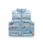 Shearling Lined Puffer Vest - Farming Print