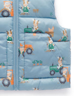 Shearling Lined Puffer Vest - Farming Print