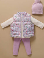 Shearling Lined Puffer Vest - Strawberry Patch Print