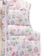 Shearling Lined Puffer Vest - Strawberry Patch Print