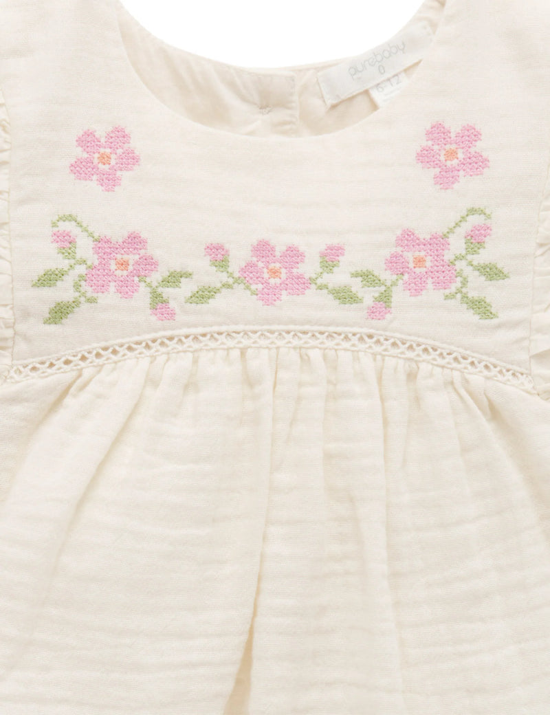 Embroidered Ruffle Top